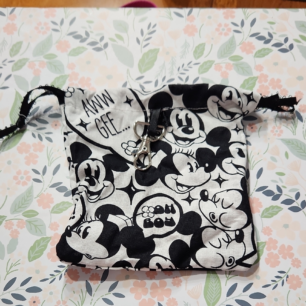 Black and White Mickey Mouse Drawstring Bag